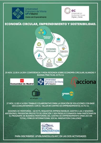 El Centro de Emprendimiento organiza un seminario sobre Economía Circular de mano de la Comunidad de Madrid | UFV 1911-2 El Centro de Emprendimiento organiza un seminario sobre Economía Circular de mano de la Comunidad de Madrid | UFV Estudiar en Universidad Privada Madrid