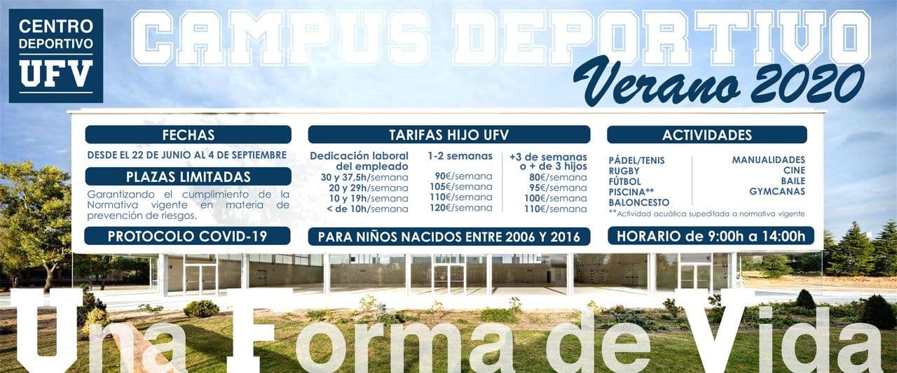 El Centro Deportivo UFV ofrece un Campamento Deportivo del 22 de junio al 4 de septiembre | UFV CAMPUS-DE-VERANO-2020 El Centro Deportivo UFV ofrece un Campamento Deportivo del 22 de junio al 4 de septiembre | UFV Estudiar en Universidad Privada Madrid