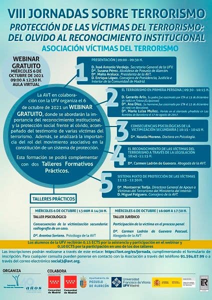 VIII Jornadas sobre Terrorismo de la Asociación Víctimas del Terrorismo en la UFV | UFV CartelUFV-1 VIII Jornadas sobre Terrorismo de la Asociación Víctimas del Terrorismo en la UFV | UFV Estudiar en Universidad Privada Madrid