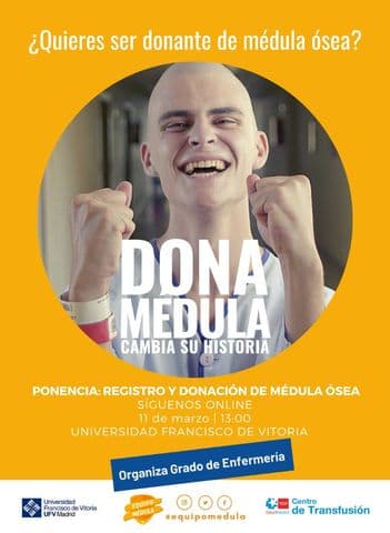 ¿Quieres ser donante de médula ósea? Asiste a la jornada de información online organizada por el Grado de Enfermería | UFV F7F423A0-3814-4180-AC48-30C2AEFBF572 ¿Quieres ser donante de médula ósea? Asiste a la jornada de información online organizada por el Grado de Enfermería | UFV Estudiar en Universidad Privada Madrid