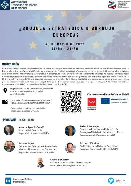 La UFV acoge la conferencia ‘¿Brújula estratégica o burbuja europea?’ | Noticias de Actualidad UFV | UFV UFV-CARTEL-NUEVOS-EVENTOS-1 La UFV acoge la conferencia ‘¿Brújula estratégica o burbuja europea?’ | Noticias de Actualidad UFV | UFV Estudiar en Universidad Privada Madrid