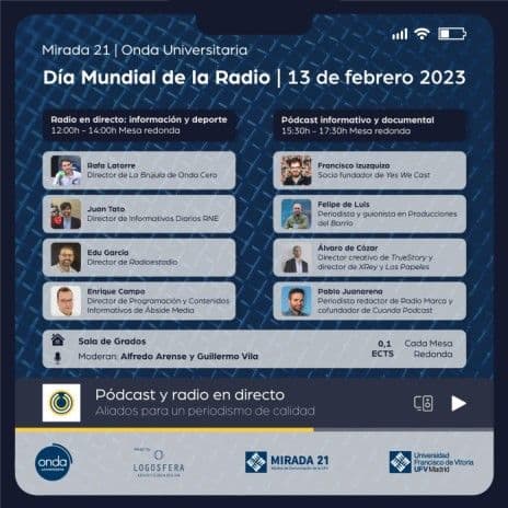 La Universidad Francisco de Vitoria y el grupo Mirada 21 han celebrado el Día Mundial de la Radio | Noticias de Actualidad UFV | UFV dia-de-la-radio-2023 La Universidad Francisco de Vitoria y el grupo Mirada 21 han celebrado el Día Mundial de la Radio | Noticias de Actualidad UFV | UFV Estudiar en Universidad Privada Madrid