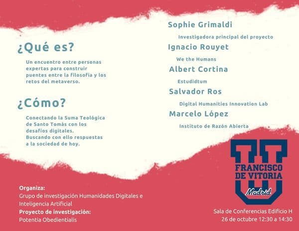 El grupo de Investigación de Humanidades Digitales de la FCOM organiza un encuentro con expertos sobre el Metaverso | Noticias de Actualidad UFV | UFV nexos2 El grupo de Investigación de Humanidades Digitales de la FCOM organiza un encuentro con expertos sobre el Metaverso | Noticias de Actualidad UFV | UFV Estudiar en Universidad Privada Madrid