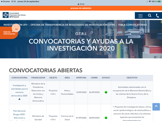 La OTRI presenta una Web repositorio de convocatorias y ayudas a la investigación %name La OTRI presenta una Web repositorio de convocatorias y ayudas a la investigación Estudiar en Universidad Privada Madrid
