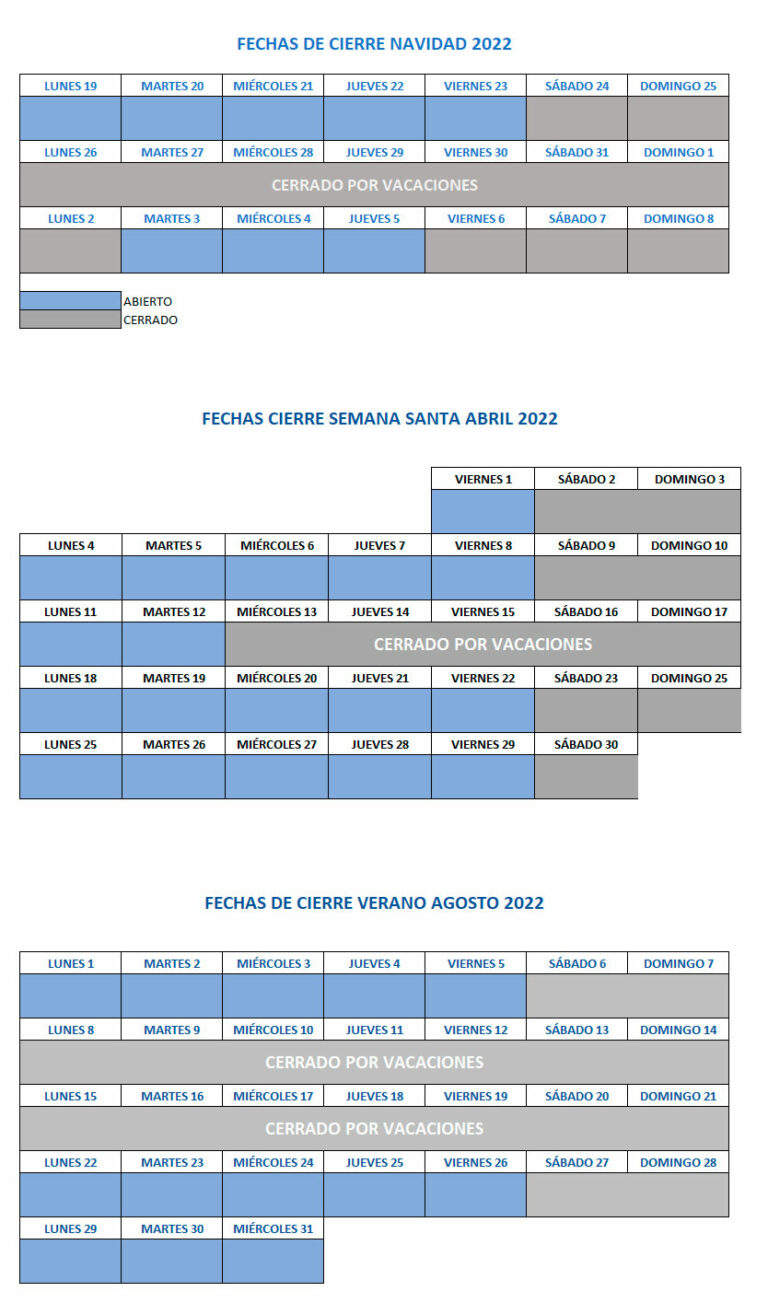 Horarios especiales y festivos UFV
