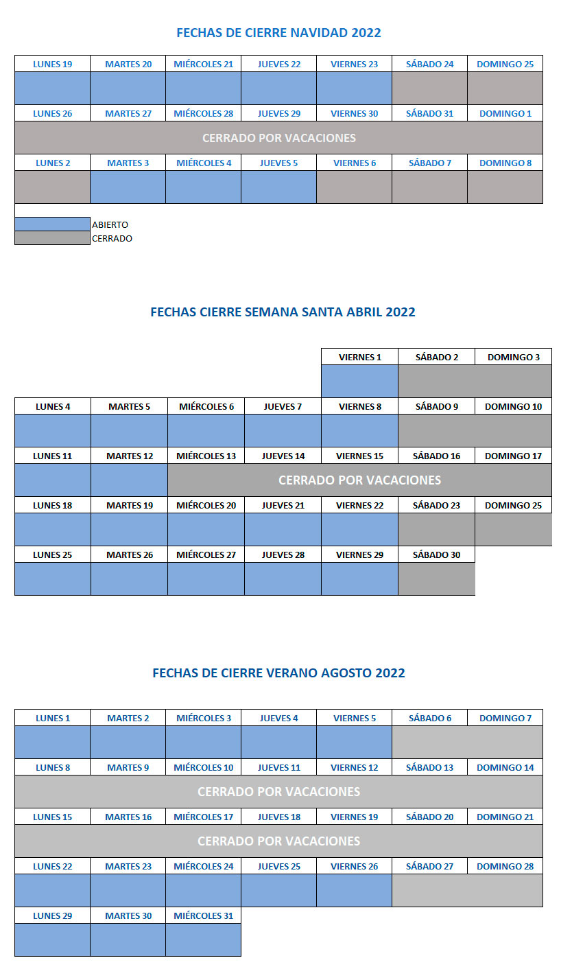 Horarios especiales y festivos UFV