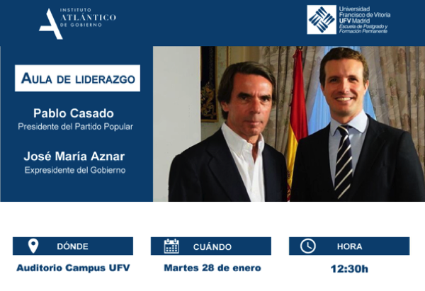 Captura de pantalla 2020 01 27 a las 9.54.35 Pablo Casado y Jose María Aznar conversarán mañana sobre España ante un cambio de régimen en la UFV Estudiar en Universidad Privada Madrid