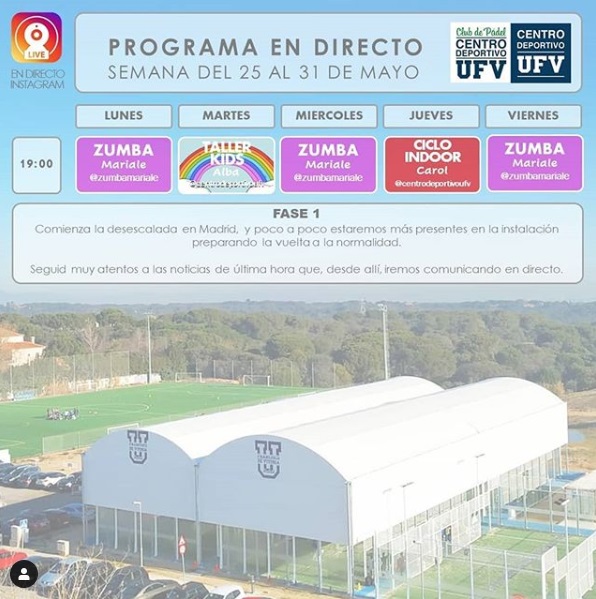 Conoce la parrilla de actividades online que organiza el Centro Deportivo para esta semana Centro Deportivo Conoce la parrilla de actividades online que organiza el Centro Deportivo para esta semana Estudiar en Universidad Privada Madrid
