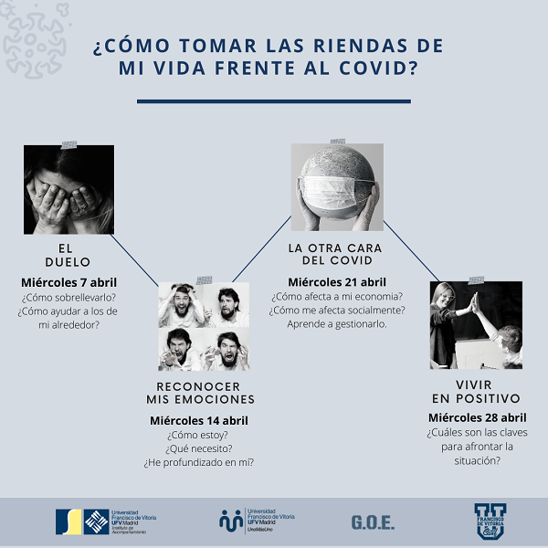 La UFV prepara un ciclo de conferencias sobre el duelo Como tomar las riendas de mi vida frente al COVID La UFV prepara un ciclo de conferencias sobre el duelo Estudiar en Universidad Privada Madrid