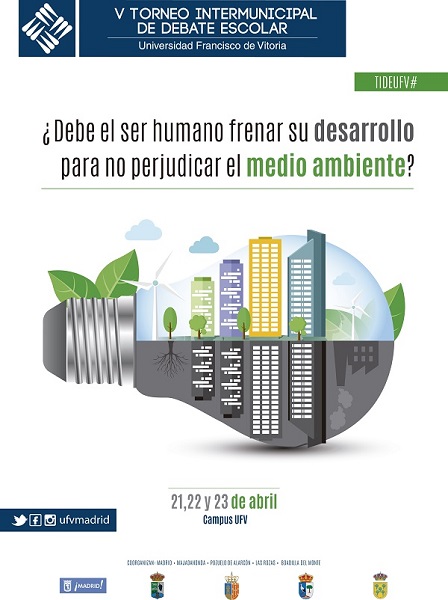 cartel TIDE V A4 Casi cuarenta de colegios de la Comunidad de Madrid se darán cita este fin de semana en la V edición del Torneo Intermunicipal de Debate Escolar UFV Estudiar en Universidad Privada Madrid